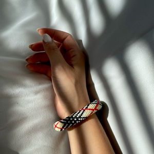 Handmade beaded Burberry print bracelet